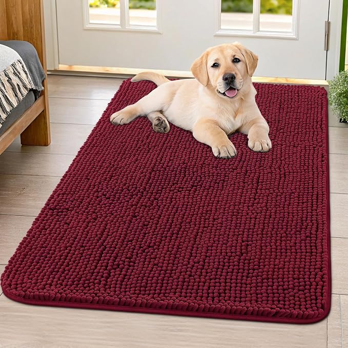 Smiry Dog Door Mat for Muddy Paws 40x32, Absorbent Dirt Trapper, Non-Slip by Smiry