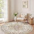 6ft Round Vintage Living Room Area Rug by COTILED