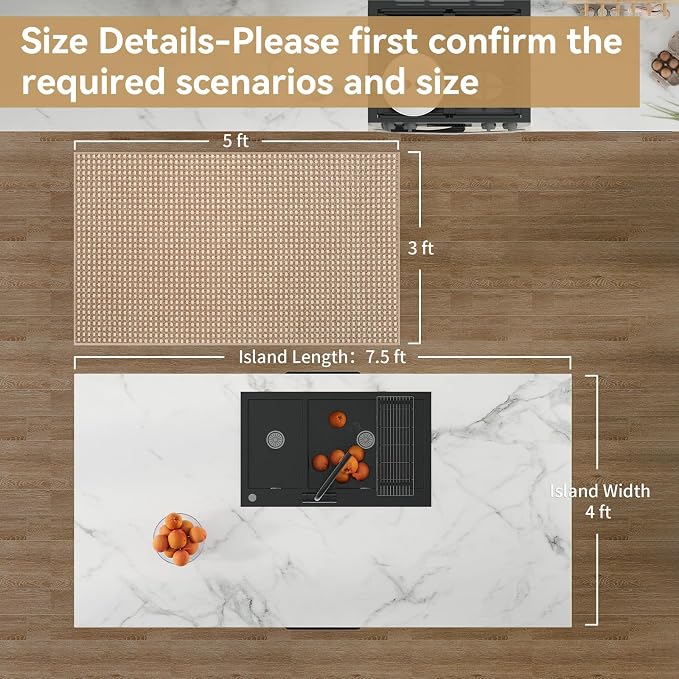 YDKGL 3x5 ft Area Rug Entryway Runner Rug Non Slip Washable, Boho Woven Kitchen - Image 2