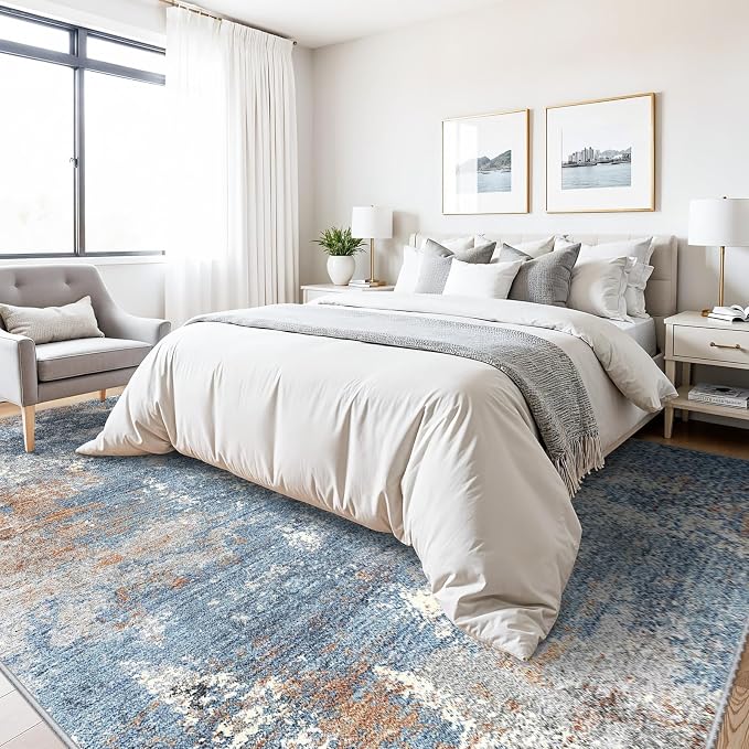 8x10 Washable Living Room Rug – Modern Neutral Abstract Large Area Rug - Image 4