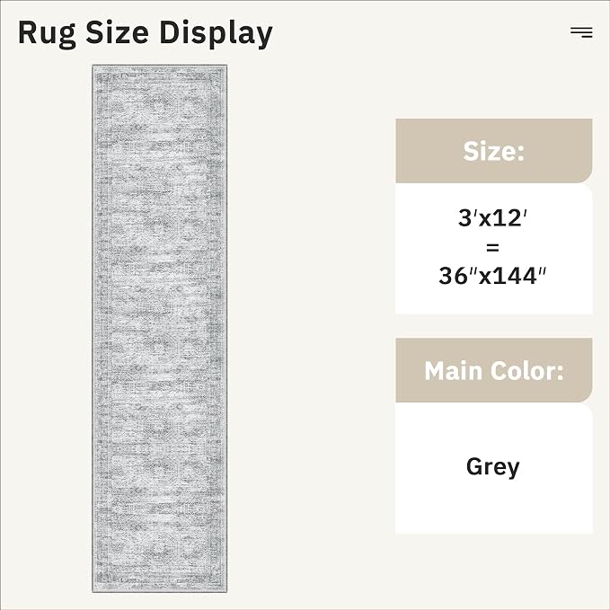 Soalmost Runner Rug 3x12 Washable Non-Slip Hallway Runner Rugs - Image 5