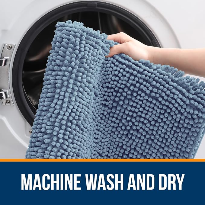OLANLY Bathroom Rugs 34x21, Extra Soft Absorbent Chenille Bath Rugs, Rubber - Image 5