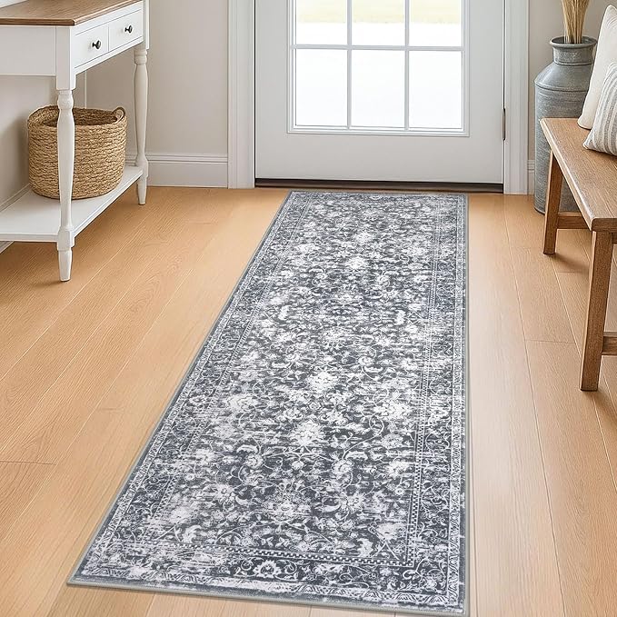 KILOCOCO Hallway Runner 2x5 Kitchen Runner Rug Printed Vintage Floral Washable by Kilococo