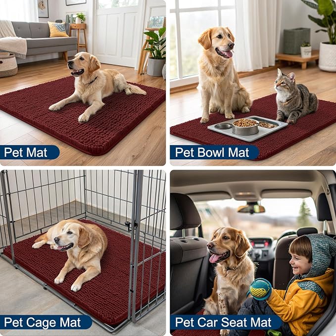 Smiry Dog Door Mat for Muddy Paws 36x24, Absorbent Dirt Trapper, Non-Slip - Image 6