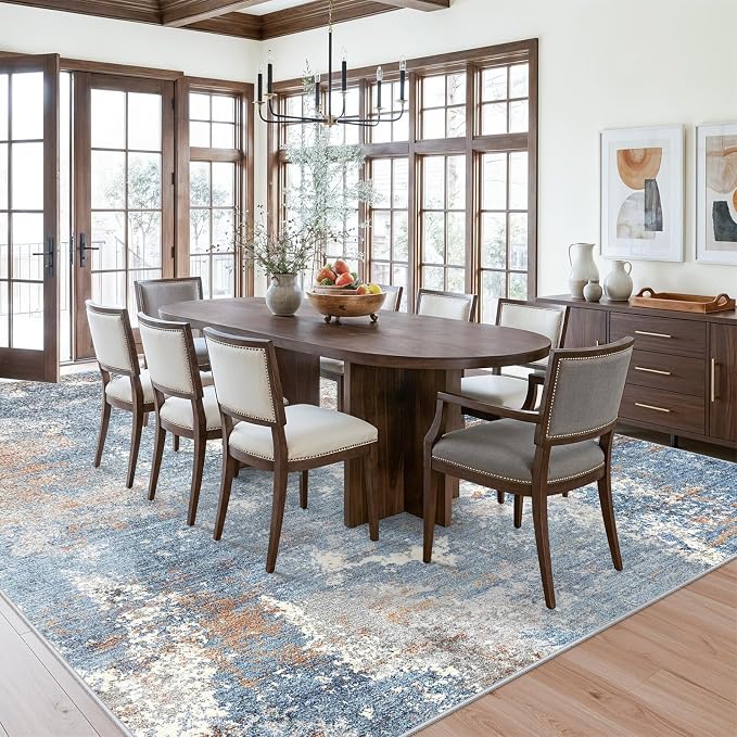 8x10 Washable Living Room Rug – Modern Neutral Abstract Large Area Rug - Image 5
