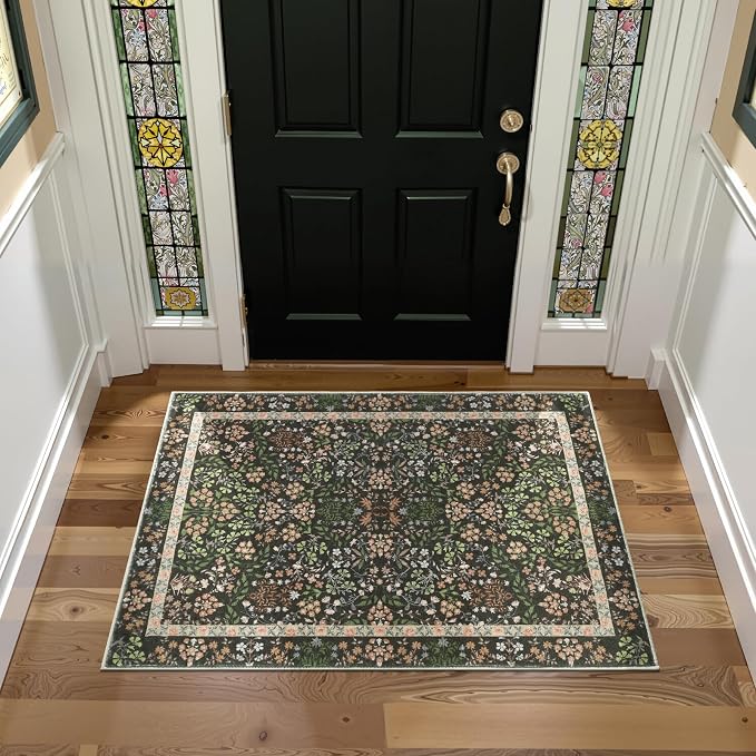 jinchan Zenith Floral 3x5 Area Rug Machine Washable Soft Low-Pile Non-Slip - Image 2