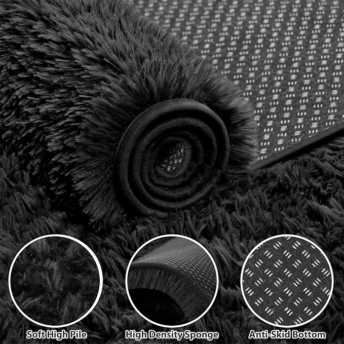 Area Rug for Living Room Bedroom: 4x6 Soft Fluffy Shag Rugs Upgrade Non-Slip - Image 5