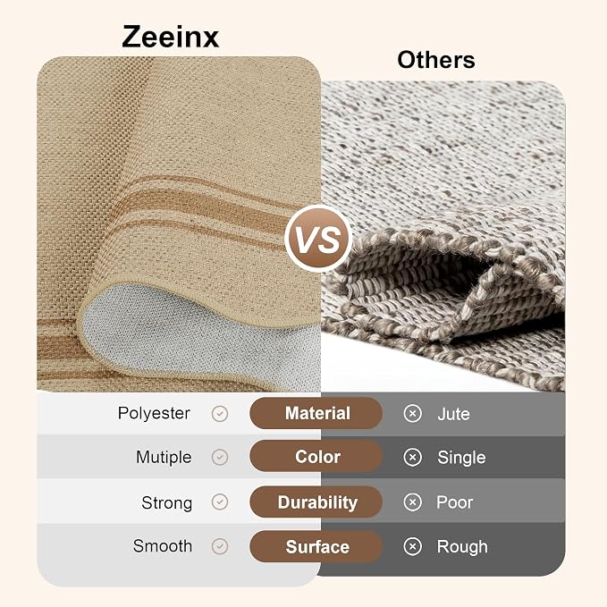 Easy Jute 3x5 Outdoor Rug Washable Non Slip Rug - Image 5