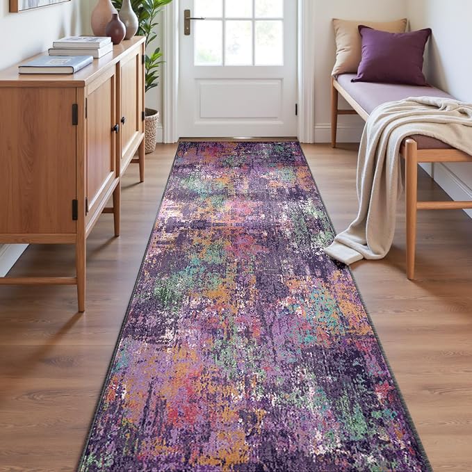 RELEANY Washable Area Rugs 2'x6' Non-Slip Modern Abstract Soft - Image 4