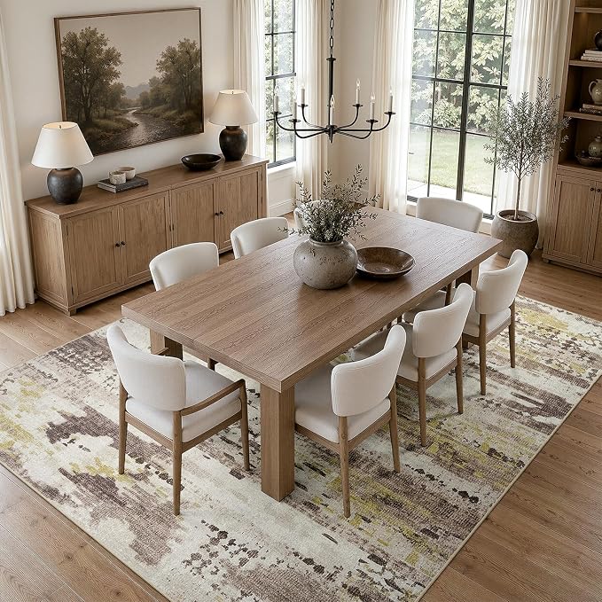 DCX Abstract Area Rug 5x7, Washable Brown Modern Rug - Image 2