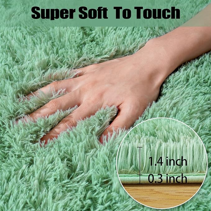 qulint 3x5 Area Rug for Bedroom, Fluffy Sage Green Rug for Living Room Cozy - Image 2