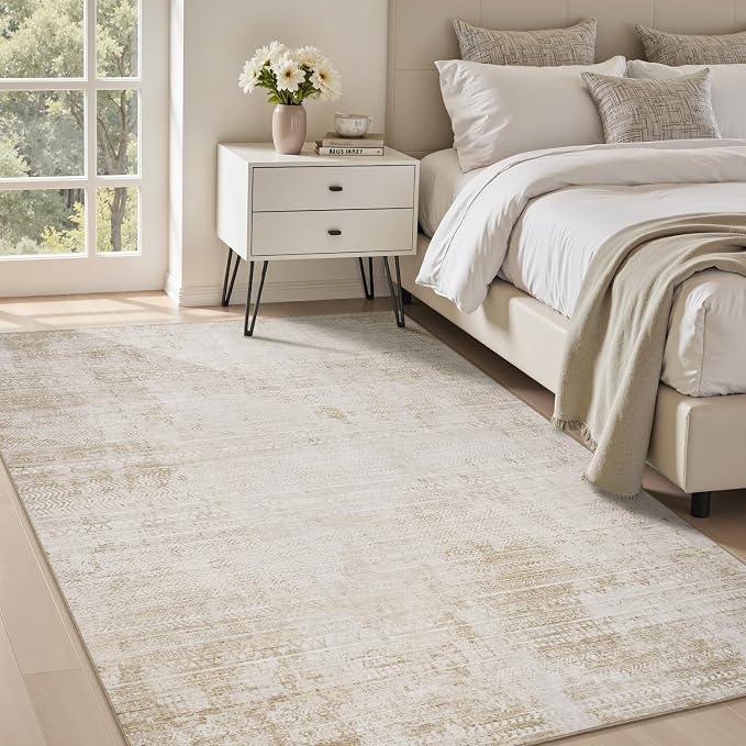 5x7 Area Rugs for Living Room Non Slip Machine Washable Rug Distressed Abstract - Image 3
