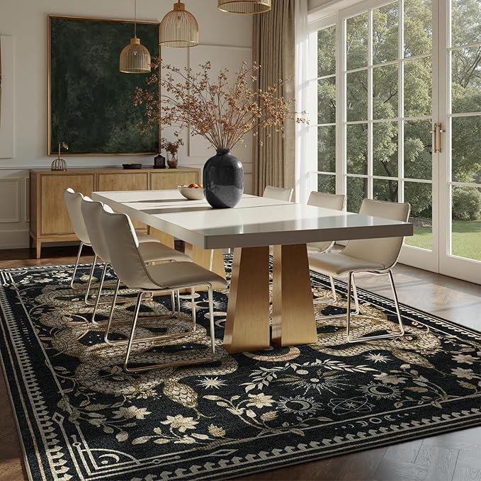 DCX Washable 6x9 Snake Rug, Soft Low Pile Carpet, Kid & Pet Friendly - Image 3