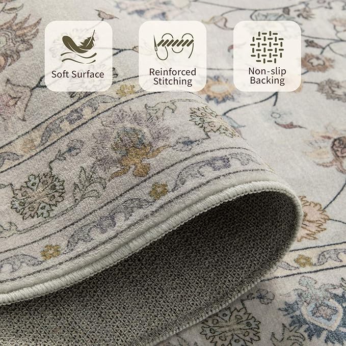 Rugxara 2x10 Floral Runner Rug, Washable Runners - Image 4