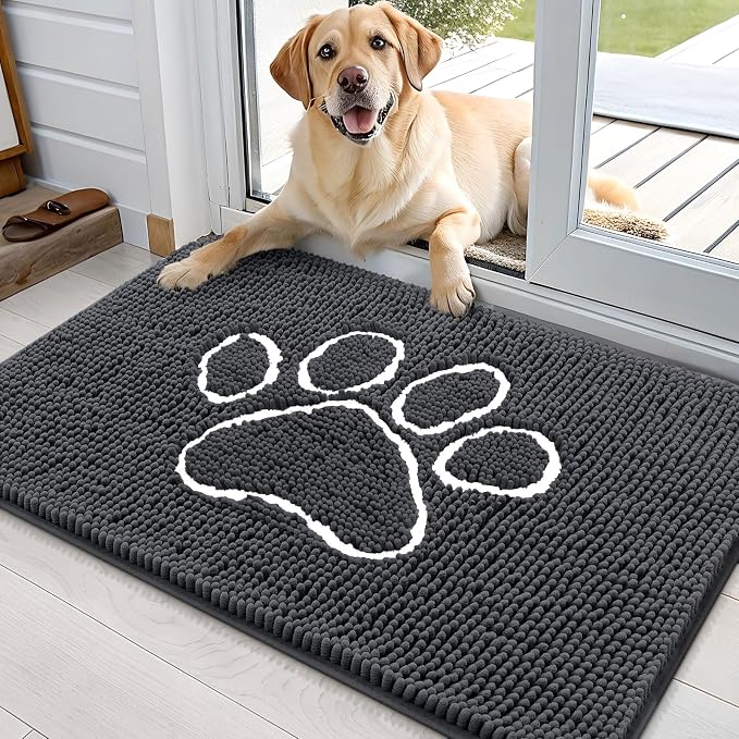 OLANLY Dog Door Mat for Muddy Paws 36x24, Paw Print Design, Absorbs Moisture by OLANLY