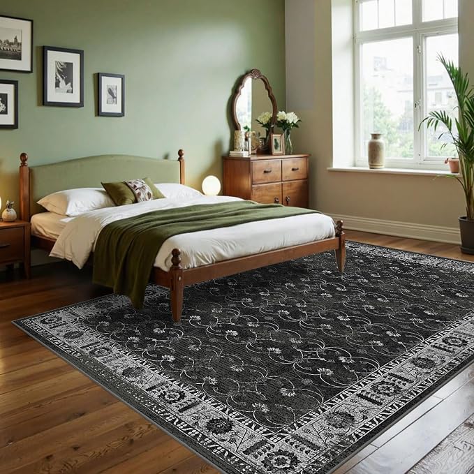 Rugxara 6x9 Washable Area Rug for Living Room, Neutral Vintage Large Boho Rugs - Image 2