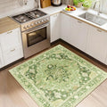 RELEANY Area Rugs Square 4ft Washable Non-Slip, Floral Vintage Distress by RELEANY