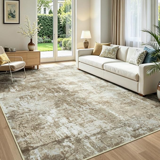 Rugflix 5x7 Area Rugs for Living Room, Washable Large Rug Stain-Resistant Low by RugflixAreaRugs