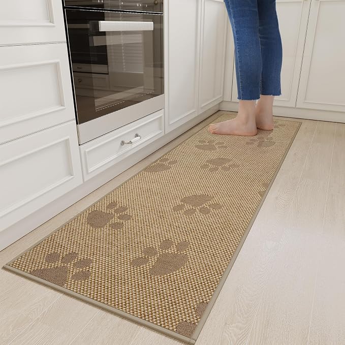 YDKGL Non-Slip Kitchen Mats for Floor, Soft Woven Linen Embroidery Kitchen by YDKGL
