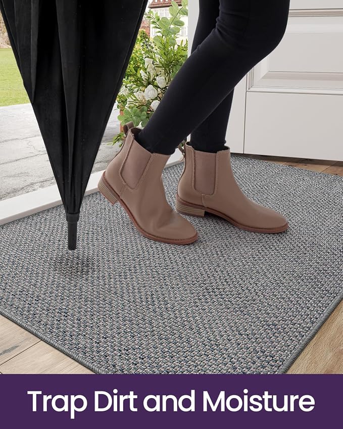DEXI Ultra Thin Door Mat Indoor Entrance 35x56, Non Slip Rubber Backed Entryway - Image 5