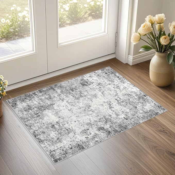 UERMEI 2x3 Entryway Area Rug: Washable Neutral Modern Abstract Small Rug by UERMEI