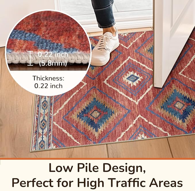 BESTSWEETIE Area Rug 2x5 Rug Machine Washable Non-Slip Low Pile Print Pattern - Image 7