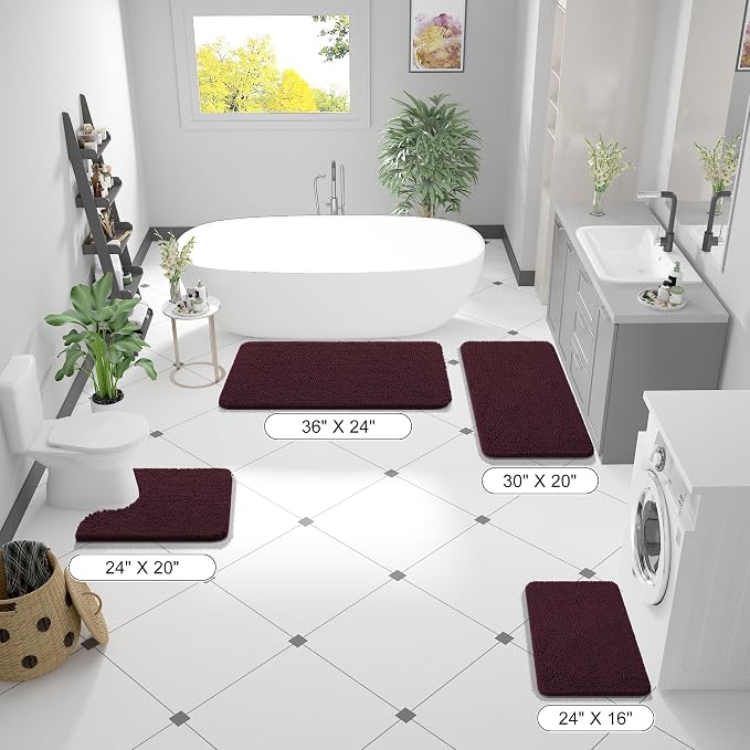OLANLY Bathroom Rugs 36x24, Extra Soft Absorbent Chenille Bath Rugs, Rubber - Image 2