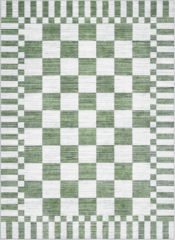 GarveeHome Sage Green Checkered Rug 4×6 Area Rugs - Image 4