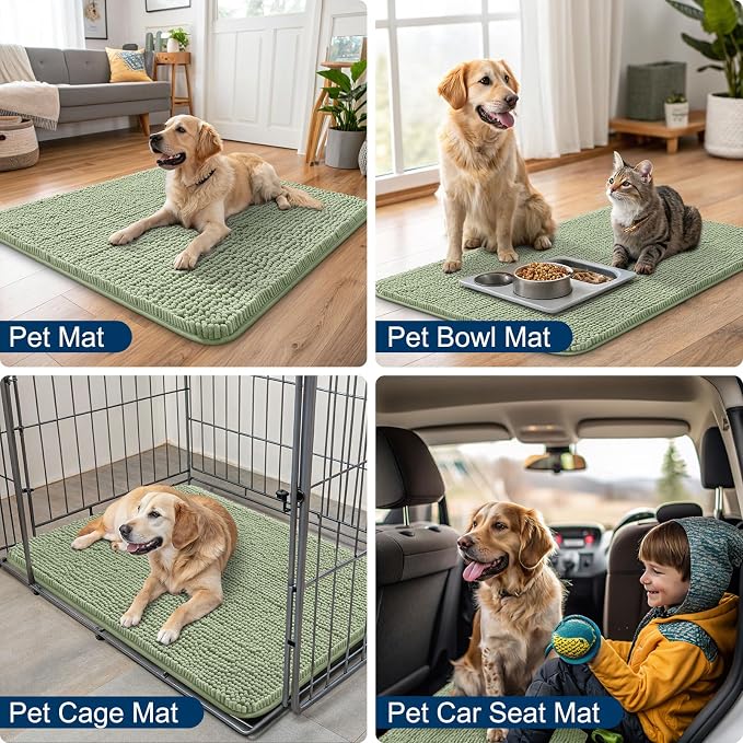 Smiry Dog Door Mat for Muddy Paws 30x20, Absorbent Dirt Trapper, Non-Slip - Image 6