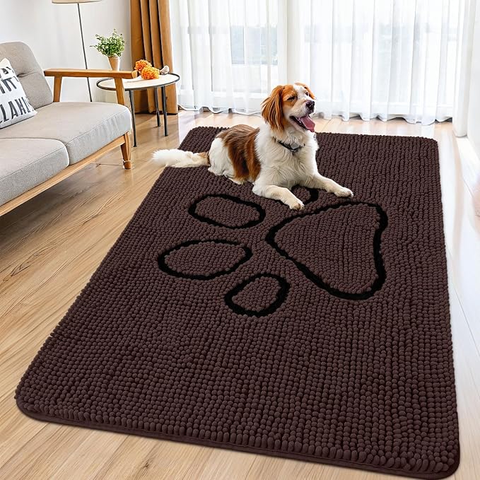 Smiry Dog Door Mat for Muddy Paws, Absorbent Dirt Trapper Non Slip Quick Dry by Smiry