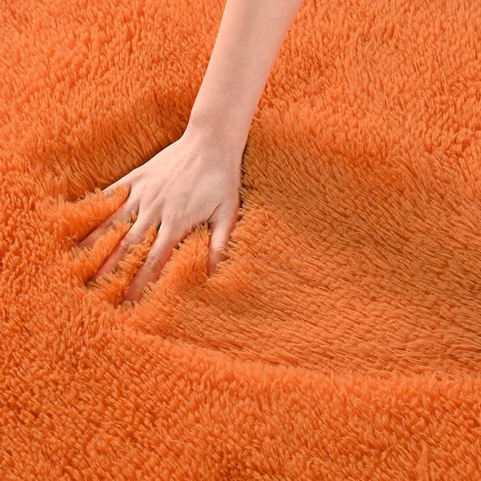 Andecor Shag Area Rug for Living Room, 5x8 Feet Orange Soft Fluffy Indoor Plush - Image 7