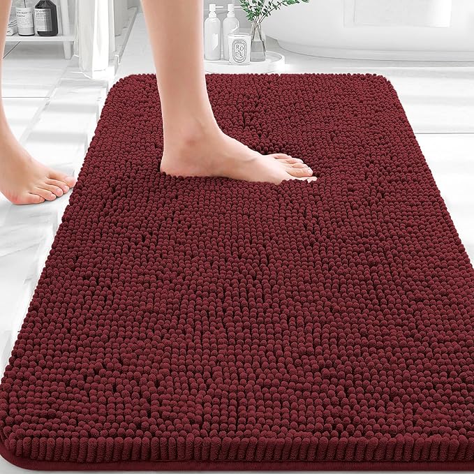 OLANLY Bathroom Rugs 32x20, Extra Soft Absorbent Chenille Bath Rugs, Rubber by OLANLY