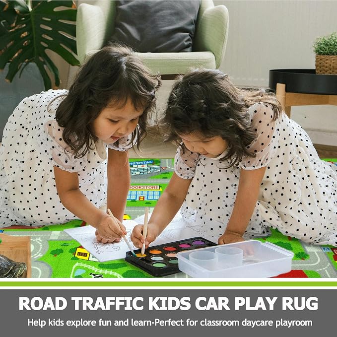 Capslpad Green Car Road Kid Rug Carpet Playmat - Image 7