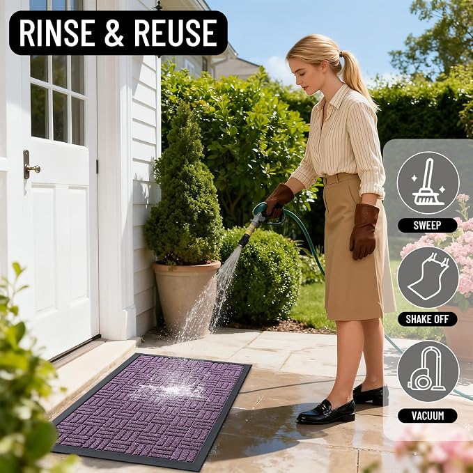 OLANLY Front Door Mat Outside Entrance 35x23, Heavy Duty Sturdy Natural Rubber - Image 7