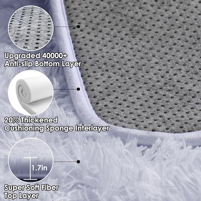 ONASAR White 8x10 Area Rugs for Living Room, Large Fluffy Shag Bedroom Rug - Image 3