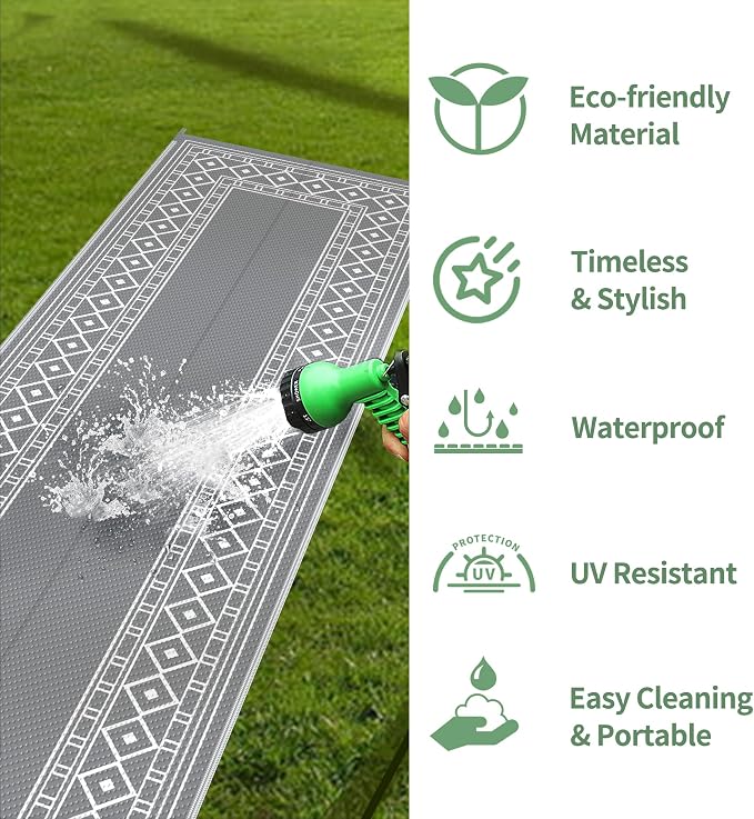 GENIMO Outdoor Rug Waterproof for Patio, 2.5'x8' Foldable Reversible Plastic - Image 6