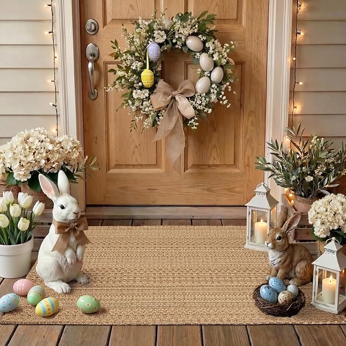 MatEssenz 27.5"x43" Washable Outdoor Front Door Mat, Textured Natural Woven by MatEssenz