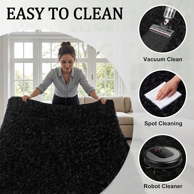 Area Rug for Living Room Bedroom: 5x7 Soft Fluffy Shag Rugs Upgrade Non-Slip - Image 6