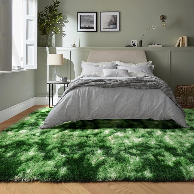 PAGISOFE Area Rugs for Bedroom 4x6, Fluffy Dark Green Rugs for Living Room - Image 6
