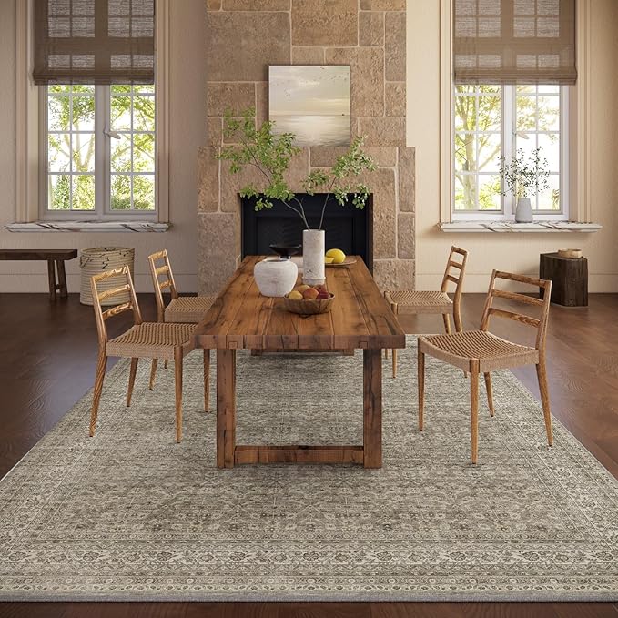 Washable Area Rugs for Living Room: 9x12 Bedroom Rug Vintage Large Rugs Stain - Image 5