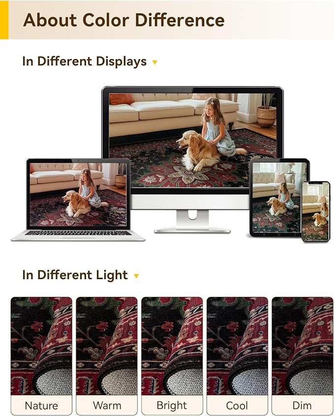 RELEANY Area Rugs Small 2'x3' Washable Non-Slip, Floral Vintage Distress - Image 7