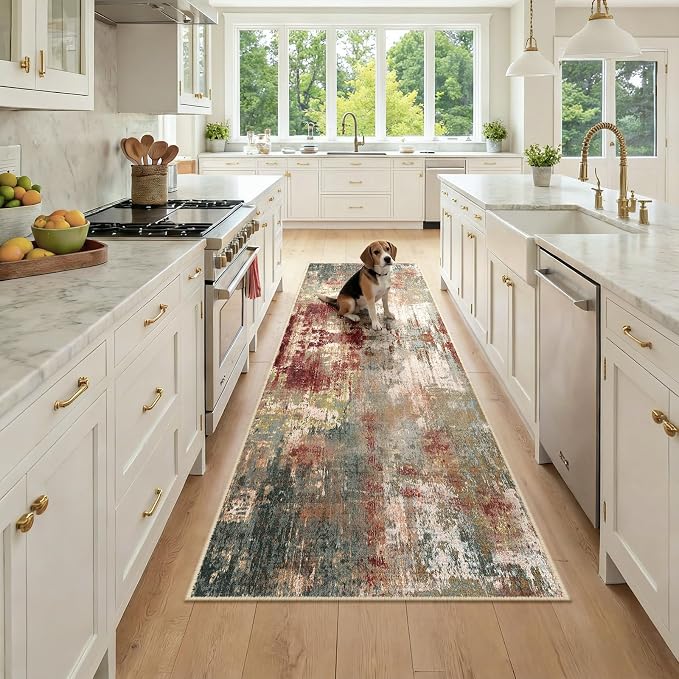 RELEANY Washable Area Rugs 2'6"x8 Non-Slip Modern Abstract Soft by RELEANY