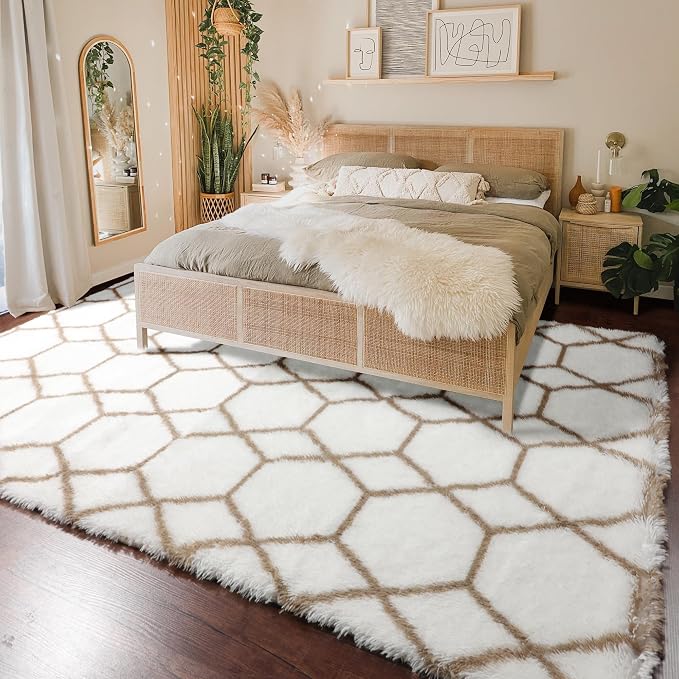 ONASAR Large Living Room Area Rug 6x9, Soft Fuzzy Shaggy Plush Fluffy Moroccan - Image 6