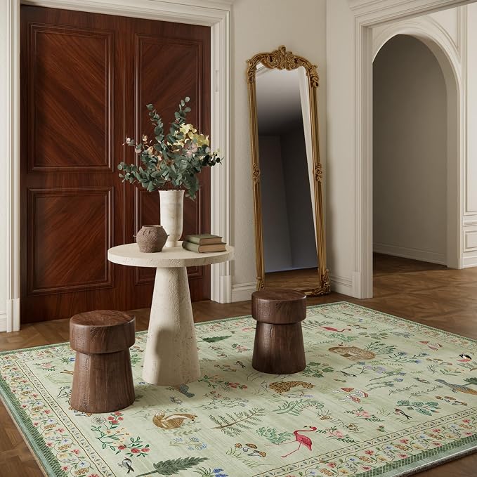 6x9 Area Rugs for Living Room: Washable Rug Vintage Bedroom Rugs Stain - Image 7