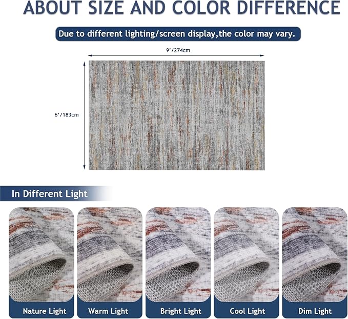 6x9 Area Rugs for Living Room, Non-Slip Modern Abstract Soft Large Washable Rug - Image 2