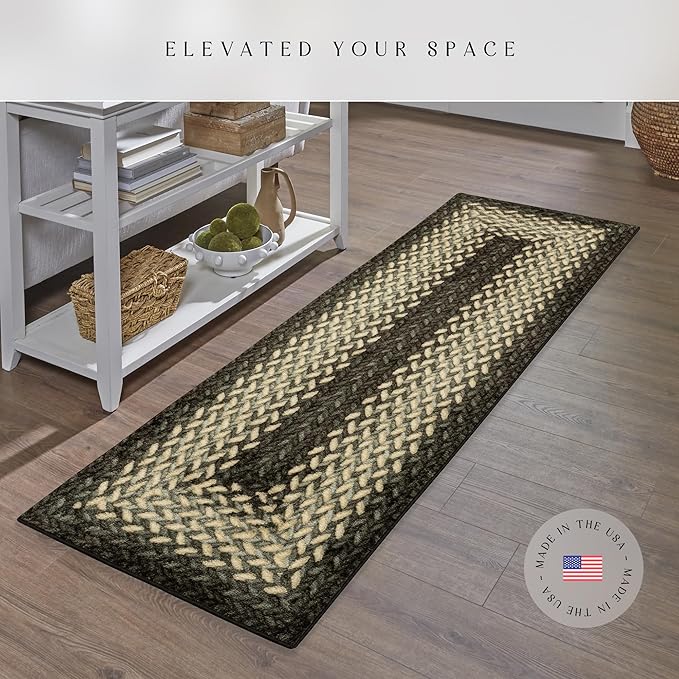 Maples Rugs Marion Bohemian Braided-Style Print Runner Rug – Made in USA – - Image 2