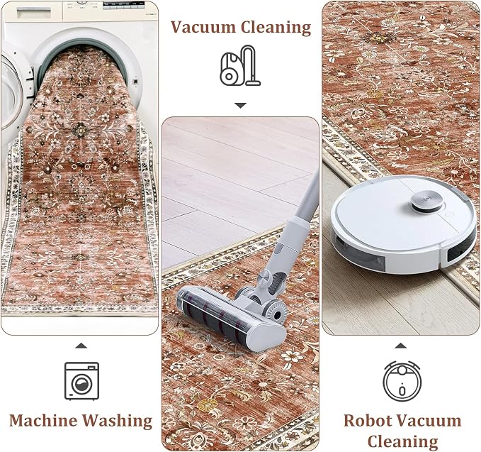 Yamaziot Washable Runner Rug 2x10 – Non Slip Boho Floral Hallway Runner Rug - Image 4