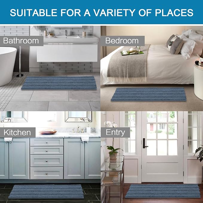 H.VERSAILTEX Bathroom Rug Sets 2 Piece Bath Mats Non Slip Thick Soft Chenille - Image 6