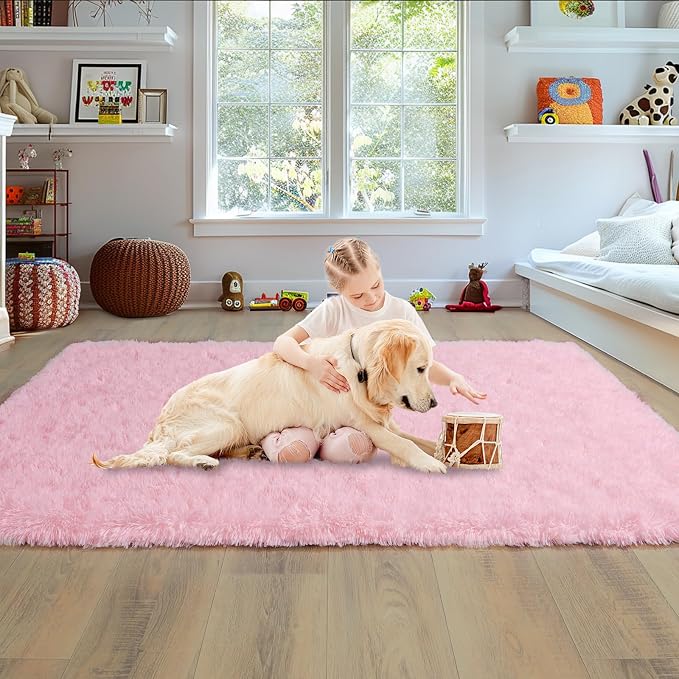 9x12 Large Area Rugs for Living Room, Soft Pink Fluffy Shag Rug for Bedroom - Image 7