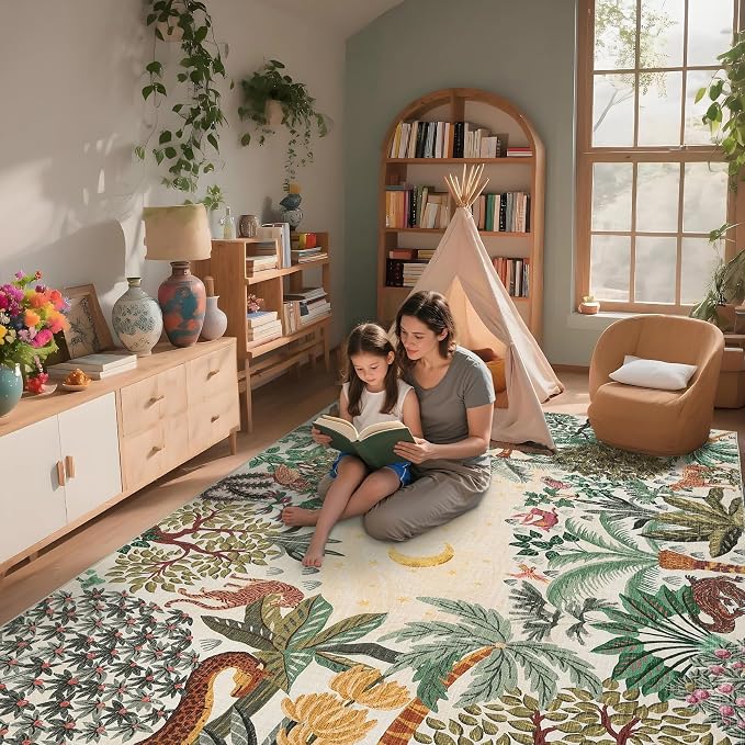 GarveeHome 6x9 Area Rug Jungle Beige Washable Rugs - Image 2